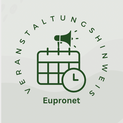 Kalender mit Megafon und dem Schriftzug "EuProNet-Veranstaltungshinweis"